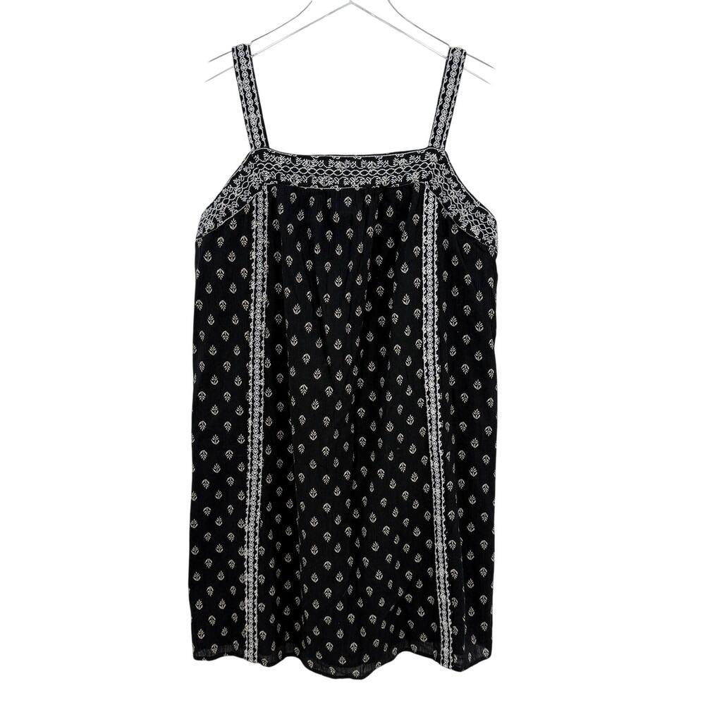 Old Navy Black & White Embroidered Dress Size Large Boho Sleeveless NWT